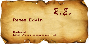 Remes Edvin névjegykártya